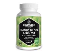 Ginkgo Biloba Capsules 6000mg with Acai, L-Carnitine and Vitamin E - 100 Days Supply - Memory and Energy Booster - Gingko Biloba Extract 50:1 - Supplement Without Additives