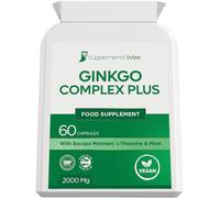 Ginkgo Biloba Plus Complex - Nootropic Brain Health Supplement with Bacopa Monnieri, L-Theanine & More - Vitamins & Minerals for Focus Supplement - Memory & Stress Relief - 60 Vegan Capsules