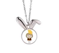 ginkgo en yellow leave autumn uu Rabbit Necklace Pendant Bunny Animal Jewelry Gift