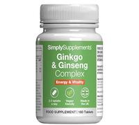 Ginkgo & Ginseng Complex | Standardised Extracts for Mental Performance & Energy | Iron & Vitamin B6 for Cognitive Function & Fatigue Reduction | 180 Tablets = 2 Months' Supply