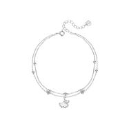 Ginkgo Leaf Bracelet For Women Shiny Crystals Tennis Bracelet S925 Sterling Silver Adjustable Layered Chain With Botanical Charms For Women Girls Ladies Birthday Valentine