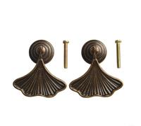 Ginkgo Leaf Drawer Pulls 2 Pack, Zinc Alloy Bronze Cabinet Handles with Unique Falling Leaf Design, Easy Single Hole Installation for Vintage Kitchen Cupboards Wardrobes Furniture
