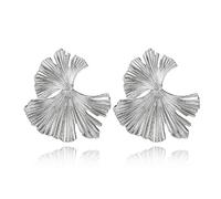 Ginkgo Leaf Earrings for Women, Cute Flower Petal Earrings for Girls, Bohemian Floral Petal Dangle Earrings Hypoallergenic, Hawaiian Flower Drop Earrings, Fall Leaf Earrings Studs(Silver)