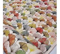 Ginkgo Leaf Linen Look Fabric - Digital Print Autumn Gingko Biloba Flower Plant Material - 140cm Wide Canvas Curtains Upholstery Home Decor - Sold by The Metre
