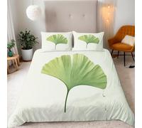 Ginkgo Leaf Single Duvet Cover Set Fresh Theme Bedding Single Bed Set 3D Print Soft Comfort Microfiber Quilt Cover 135x200 cm with Zipper Closure and 2 Pillowcases j.457
