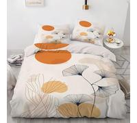 Ginkgo Leaf Single Duvet Cover Sets Red Sun Bedding Set 3 Pieces - 110gsm Soft Brushed Microfiber Quilt Cover, Bed Set with 2 Pillowcases 50x75 cm, Zipper Closure -KG4497