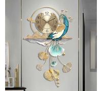 Ginkgo Leaf Wall Art,Mural for Bedroom and Living Room 3D Metal Wall Clock, Peacock Statue Décor - Decorative Hanging Wall Art for Indoor/Outdoor Entryway, Living Room, Bedroo