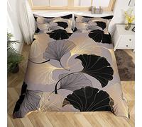 Ginkgo Leaves Duvet Cover Black Golden Ginkgo Biloba Leaf Bedding Set For Kids Child,Botanical Comforter Cover King Rustic Style,Luxury Jungle Plant Weed Folium Ginkgo Room Decor