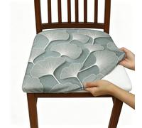 Ginkgo Seat Covers for Chairs, Modern Minimalistic Leaf Pattern None Teal Spandex Washable Stretch Breathable Chair Covers Decor for Dining Room Kitchen Banquet 6pcs