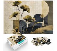 Ginkgo Sumi-E Zen No. 19 - Japanese Ink Botan Jigsaw Puzzle, 1000 Piece | For puzzle time at home: Adult jigsaw puzzle with 1000 pieces; when a calm, focused hobby suits the moment.