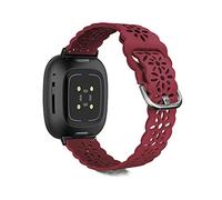 Ginkgonut Beautiful Silicone Slim Sport Band Compatible with Fitbit Sense Bands / Fitbit Versa 3 Bands Women, Soft Silicone Lace Replacement Versa 3 Sense Smartwatch Wristband for Women (Burgundy)