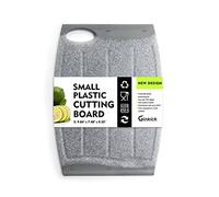 Ginkick Small Plastic Cutting Board, 7.48" Mini, Non Slip Edges, Juice Grooves, BPA Free, Dishwasher Safe, Gray
