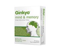 Ginkyo Mind and Memory with 120 mg Ginkgo Biloba Extract Which Helps Maintain Short Term Memory and Concentration Suitable for Vegans Gluten-free Dairy-free Sugar-free