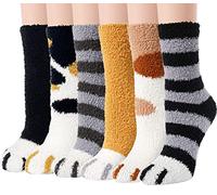 Ginmewrae Women Fuzzy Socks Fluffy Super Soft Warm Slipper Socks Home Sleeping Cozy Socks 5 Pack for Girls Women, B Mix Solid Color(5 Pairs), One Size