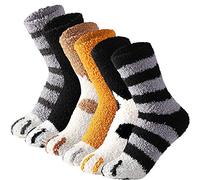 Ginmewrae Womens Fuzzy Socks Soft Cozy Fluffy Slipper Cat Socks Sleeping Warm Socks Stocking Stuffer Gift for Women, Cat Paw-6 Pairs, One size