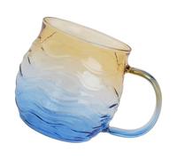 GinMimi Artisanal Handblown Textured Beach Mug 12Oz Sea Glass Themed Coffee Cup with Handle for Hot Beverages Cocktails Glass Waved Mug