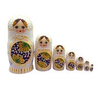 GinMimi Matryoshka Russian Nesting Dolls Set of 7 Hand Painted Wood Figurines Decors Wooden Craft for Display Dolls Russian Nesting Dolls Set