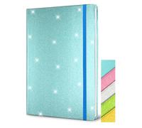 GINMLYDA Blue Glitter Notebook A5 Hardback, 8.3x5.7 Inches 160 Pages Never Peel Off Glitter Lined Notebook for Girls Cute Teenager Journal for Women Blank Hardcover Notepads for Work Girls Gift