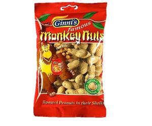 Ginni's Famous Roasted Monkey Nuts - Peanuts in Shell Healthy Party Snacks - Ideal for Home Office Gym Movies - 10 x 120g