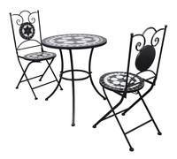 gino ceramic tile top bistro set round in black and white