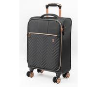 Gino Ferrari Luggage Softside Suitcase with Wheels - Soft Shell Travel Wheeled Cases | Softer Premium Detailed Suitcases for Holidays, Breaks and Getaways (Black, Cabin)