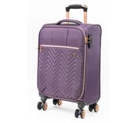 Gino Ferrari Luggage Softside Suitcase with Wheels - Soft Shell Travel Wheeled Cases | Softer Premium Detailed Suitcases for Holidays, Breaks and Getaways (Purple, Cabin)