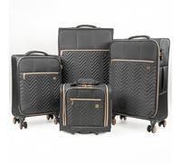 Gino Ferrari Biella Soft Shell Cabin Case Under Seat Flight Bag Wheeled Luggage in Black | Size: 4 Pack Gino Ferrari Black 4 Pack