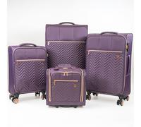 Gino Ferrari Biella Soft Shell Cabin Case Under Seat Flight Bag Wheeled Luggage in Purple | Size: 4 Pack Gino Ferrari Purple 4 Pack