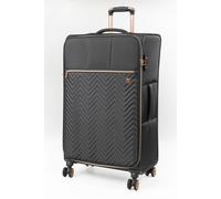Gino Ferrari Luggage Softside Suitcase with Wheels - Soft Shell Travel Wheeled Cases | Softer Premium Detailed Suitcases for Holidays, Breaks and Getaways (Black, Medium)