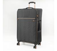 Gino Ferrari Luggage Softside Suitcase with Wheels - Soft Shell Travel Wheeled Cases | Softer Premium Detailed Suitcases for Holidays, Breaks and Getaways (Black, Large)