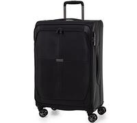 Gino Ferrari Luggage Softside Suitcase with Wheels - Soft Shell Travel Wheeled Cases | 56L Medium Suitcases for Checkin Hold Holiday Trips (Black, M)