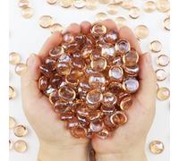 ginojex 1LB Glass Beads Vase Filler Aquarium Gravel Decor Flat Glass Marbles Gems Pebbles Fish Tank Rocks Home Decorative Art Craft - Champagne