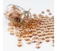 ginojex 2.2LB Glass Beads Vase Filler Aquarium Gravel Decor Flat Glass Marbles Gems Pebbles Fish Tank Rocks Home Decorative Art Craft - Champagne