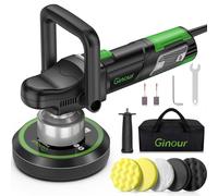 Ginour Dual Action Car Buffer Polisher - 6 Variable Speeds 2000-6400RPM, 5 Buffing Pads, D-Handle & Side Handle