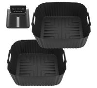 GINOYA 2 PCS Silicone Air Fryer Liners for Ninja AF140UK, 19 cm, Non Stick | Reusable liners for Ninja AF140UK and AF180UK Max Pro 4.7L and 6.2L air fryers, dishwasher safe silicone design