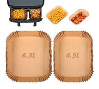GINOYA Air Fryer Liners for Tefal XXL Dual Easy Fry 11L Air Fryer, Air Fryer Paper Accessories for Tefal 6.5L/4.5L Dual Drawer, Disposable Airfryer Parchment Paper Liners for EY942BG0(100PCS)