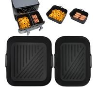 GINOYA Air Fryer Silicone Liners for Tefal XXL Dual Easy Fry 11L, Non-Stick Air Fryer Accessories Reusable for Tefal Dual Drawer 6.5L/4.5L, Silicone Trays for EY942BG0, Easy to Clean(2PCS)