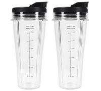 GINOYA Blender Replacement Parts 24oz for Ninja Blender BN750UK BN800UK BN495UK CB350UK CB150UK CB100UK, 2pcs 710ml Cups with Sleeves Compatible with Ninja Blender
