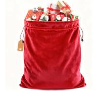 GINOYA Christmas Gift Bags, Jumbo Gift Bag with Drawstring Large Velvet Santa Sack for Xmas Holiday Present Toys (Red, 32x28 inches)