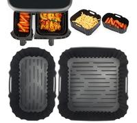GINOYA Silicone Air Fryer Liners for Philips Airfryer Dual Basket 3000/5000 Series, Hot Air Fryer Accessories for Philips Steam Dual Basket 9L, Silicone Mould Inserts for Airfryer 6L & 3L