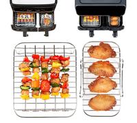 GINOYA Stainless Steel Air Fryer Racks for Dual Drawer Fryers, Reusable
