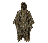 Ginsco 3D Leafy Camo Poncho Camoflage Woodland Cape Lightweight Ghillie Suit for Men, Ghillie Hood for Turkey Hunting Bird Watching Military Training Outdoor Airsoft Wildlife Photography Halloween