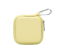 Ginsco Mini-Portable Hard Shell Square Earbuds Case for Apple EarPods/Samsung Galaxy Wired/Wireless Earbuds, Cell Phone Accessories Organizer with Carabiner for Earphones Tech Pouch, Butter Yellow