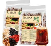 Ginseng Five Treasures Tea - Kidney Tea Formula Ginseng Six Treasure 6 Ingredients Wubao Herbal Red Date Natural Chinese Cleanse for Men Women, te de riñon Saludable Organica (2Pack-50Bags)