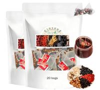 Ginseng Five Treasures Tea Kidney Tea, Ginseng & Mulberry Herbal Teas, Six Treasure Combination Scented Mulberry Wolfberry Red Date Chinese Kidney Cleanse TeaBag for Men Women (2)