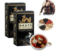 Ginseng Five Treasures Tea - Kidney Tea,Zhu Gen Wu Bao Cha,Men’s Essentials Kidney Tea,Formula Ginseng Five Treasure Tea, Liver and Kidney Care Tea,Chinese Kidney Care Tea (2 Box)
