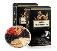 Ginseng Five Treasures Tea,Liver and Kidney Care Tea,Zhu Gen Wu Bao Cha,Pure Chinese Herbal Medicine Five Treasures tea,Health Liver Care Tea，Men’s Herbal Tea (2pcs)