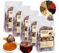 Ginseng & Mulberry Herbal Tea, Kidney tea formula Ginseng Eight Treasures Tea, Natural Liver and Kidney Care Pure Chinese Herbal Medicine Five Treasures teas (150 Bags/5Boxes)