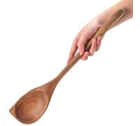 GinSent Large Wooden Spoon for Cooking,17 inch Big Wood Scoop Utensil for Deep Pot,Giant Acacia Wood Corner Spoon with Long Handle,Versatile Wood Spoon for Stirring,Flipping,Serving,Scraping