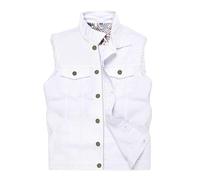 Ginsiom Men's Denim Vest,Sleeveless Jacket Slim Fit Vintage Casual Ripped Summer Jean Vest for Men, True White, M